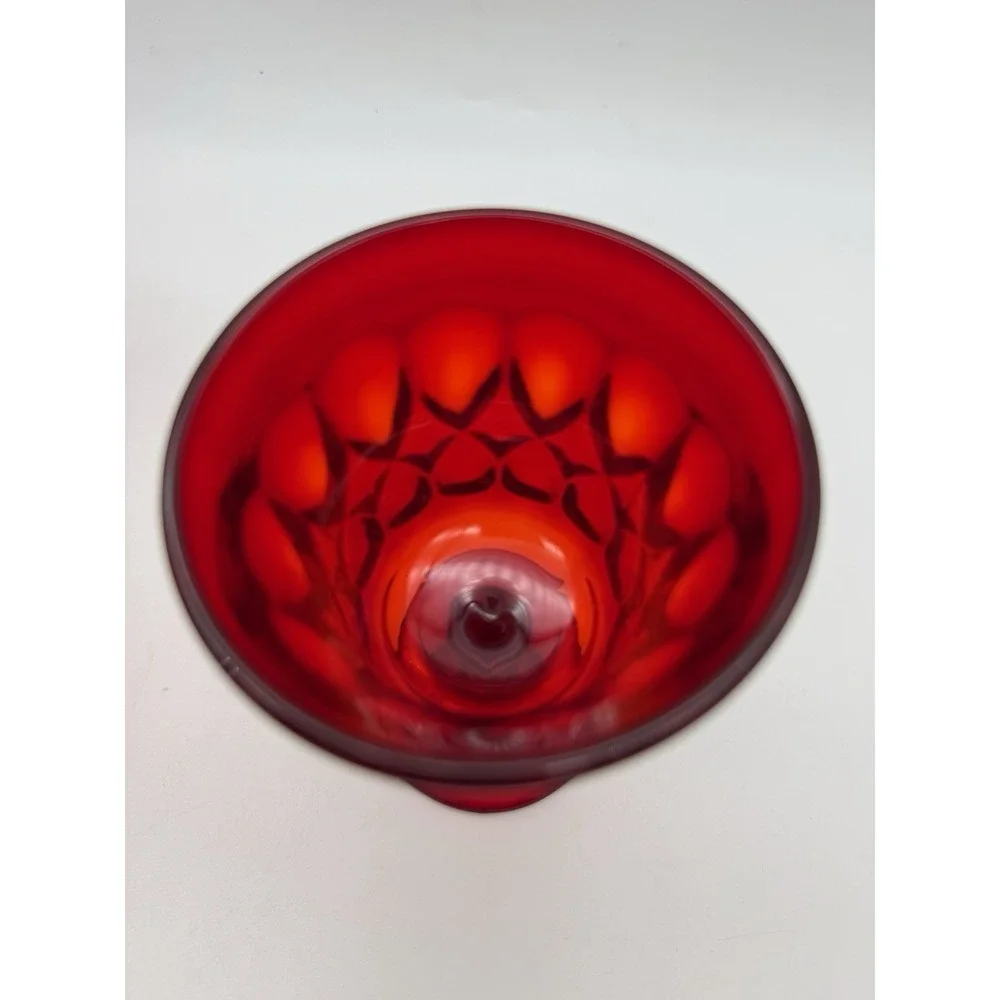 6 Vtg Noritake Perspective Ruby Red Cocktail Goblet Cadmium Glass UV Glow 4.75